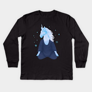 meditating unicorn 3 Kids Long Sleeve T-Shirt